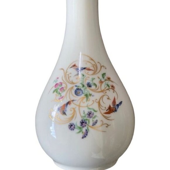 Limoges Castel France for Chinacraft Bud Vase Floral and Birds - Picture 3 of 4